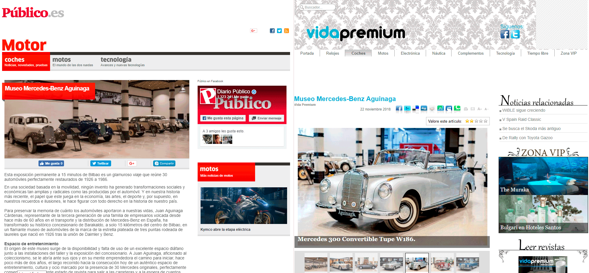 Capturas artículos "Público" y "Vidapremium"