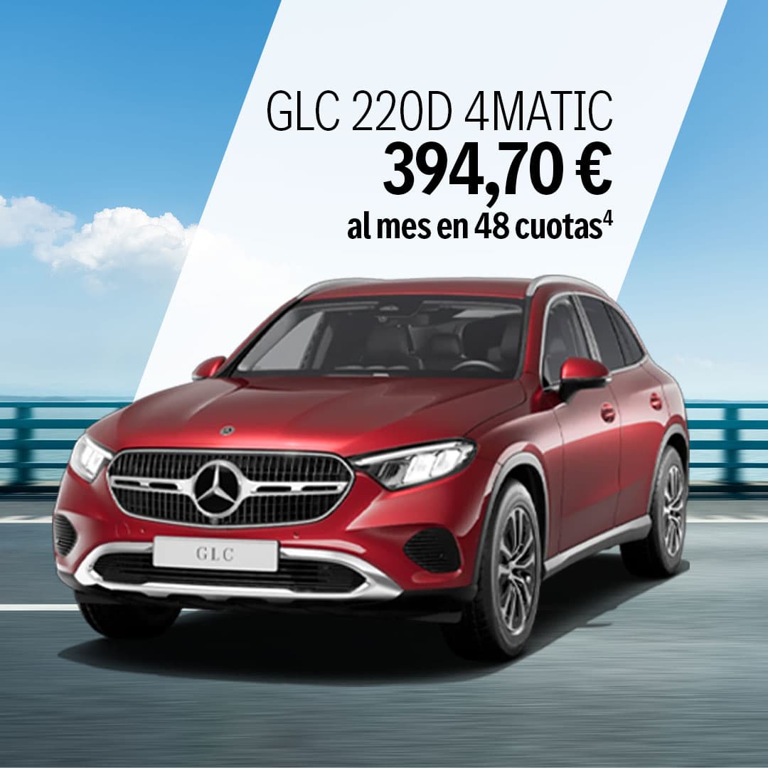 GLC 220D 4MATIC por 394,70 € al mes en 48 cuotas<sup>4</sup>